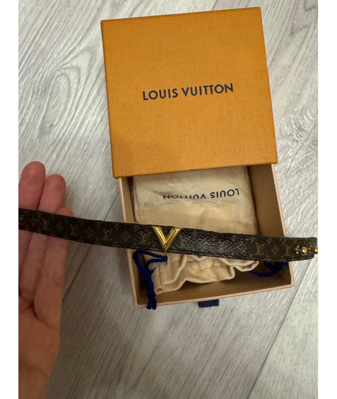 LOUIS VUITTON Коричневый кожаный браслет, фото 2