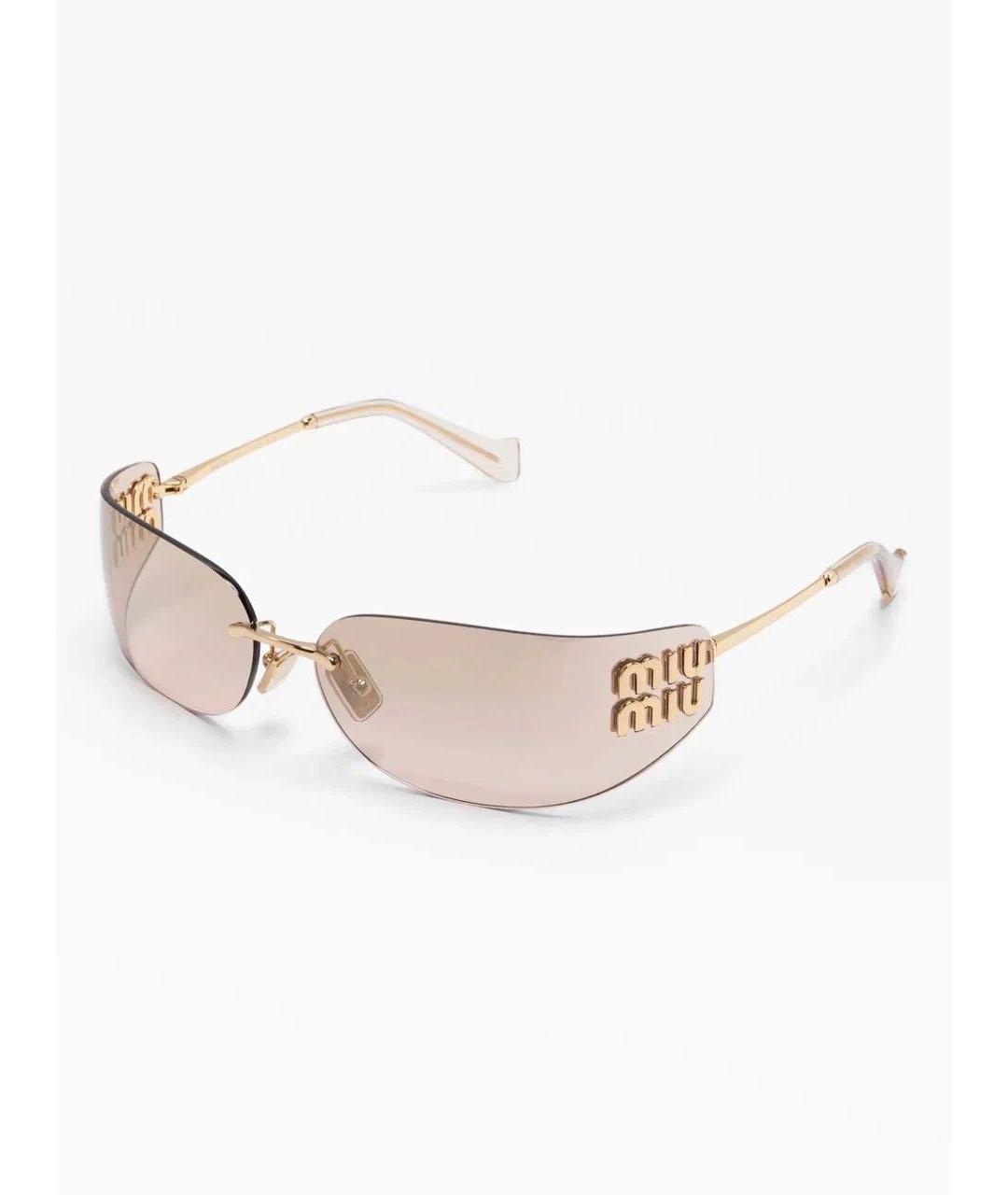 MIU MIU Золотые металлические солнцезащитные очки, фото 7