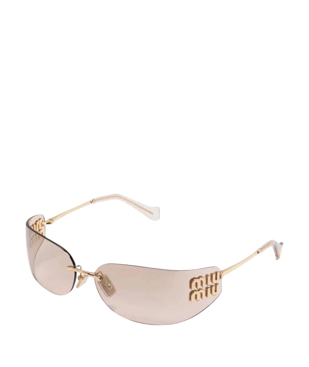 MIU MIU Золотые металлические солнцезащитные очки, фото 1