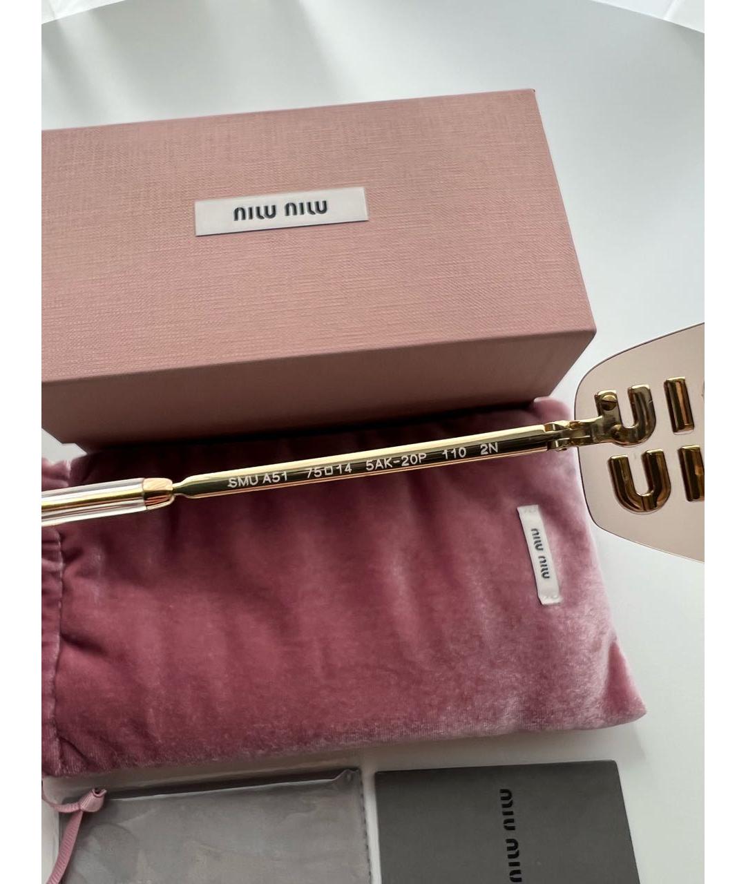 MIU MIU Золотые металлические солнцезащитные очки, фото 4
