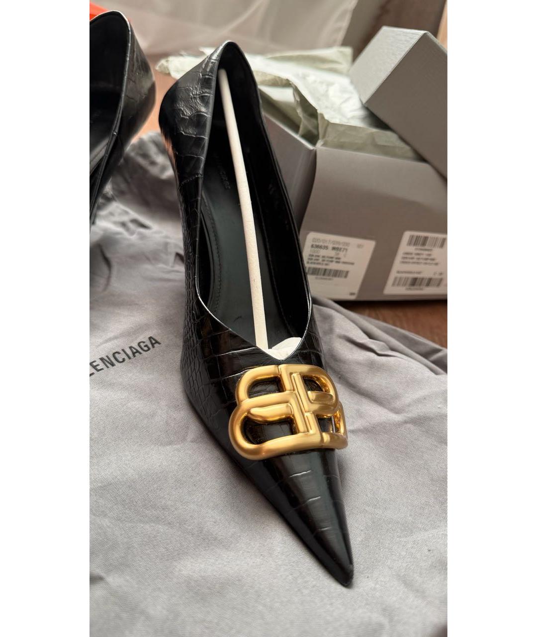 BALENCIAGA Черные туфли из экзотической кожи, фото 8