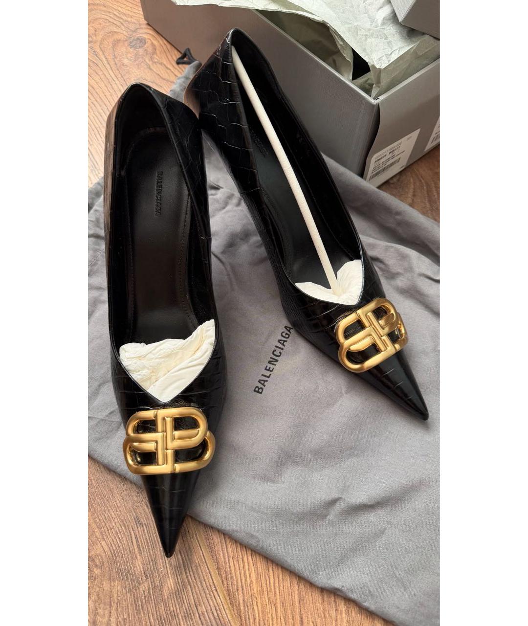 BALENCIAGA Черные туфли из экзотической кожи, фото 2