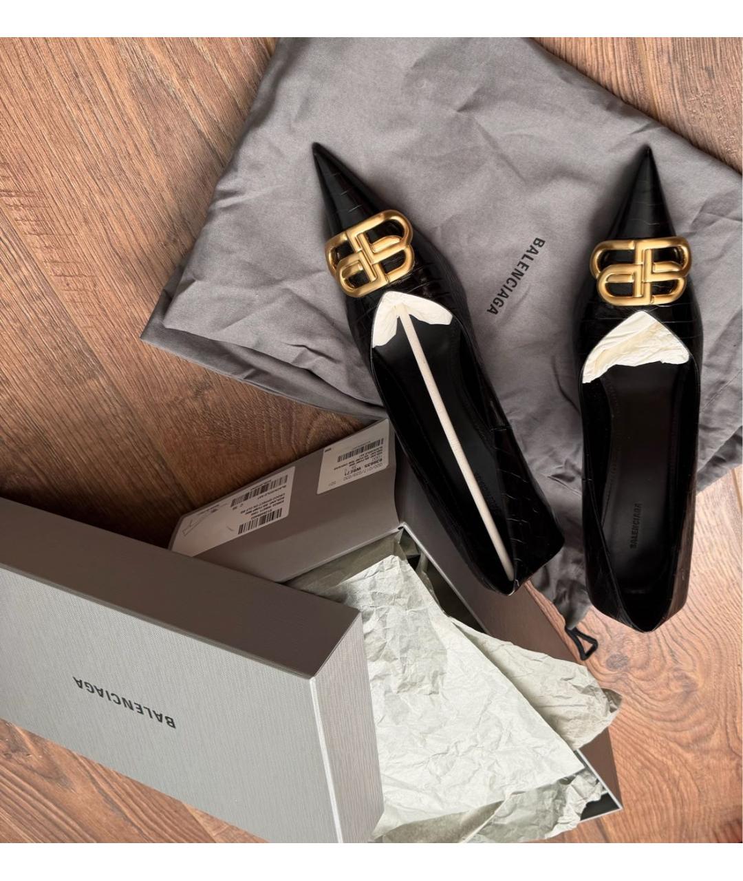 BALENCIAGA Черные туфли из экзотической кожи, фото 3