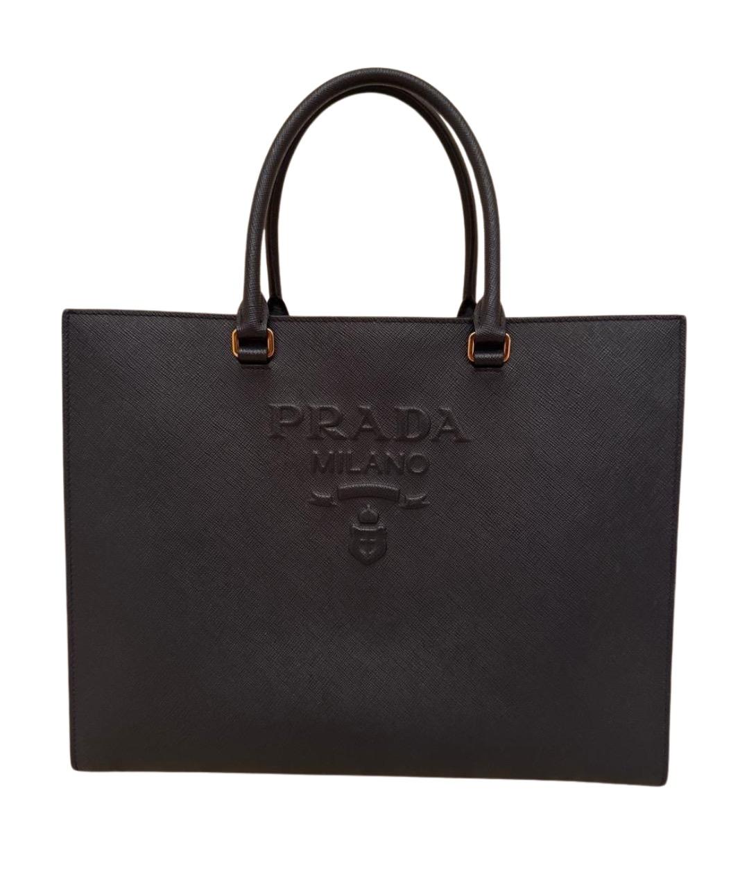 PRADA Темно-синяя кожаная сумка с короткими ручками, фото 1