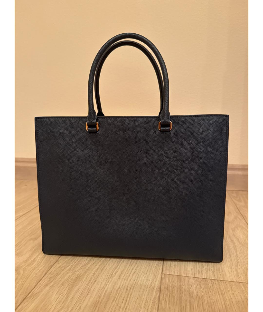 PRADA Темно-синяя кожаная сумка с короткими ручками, фото 3