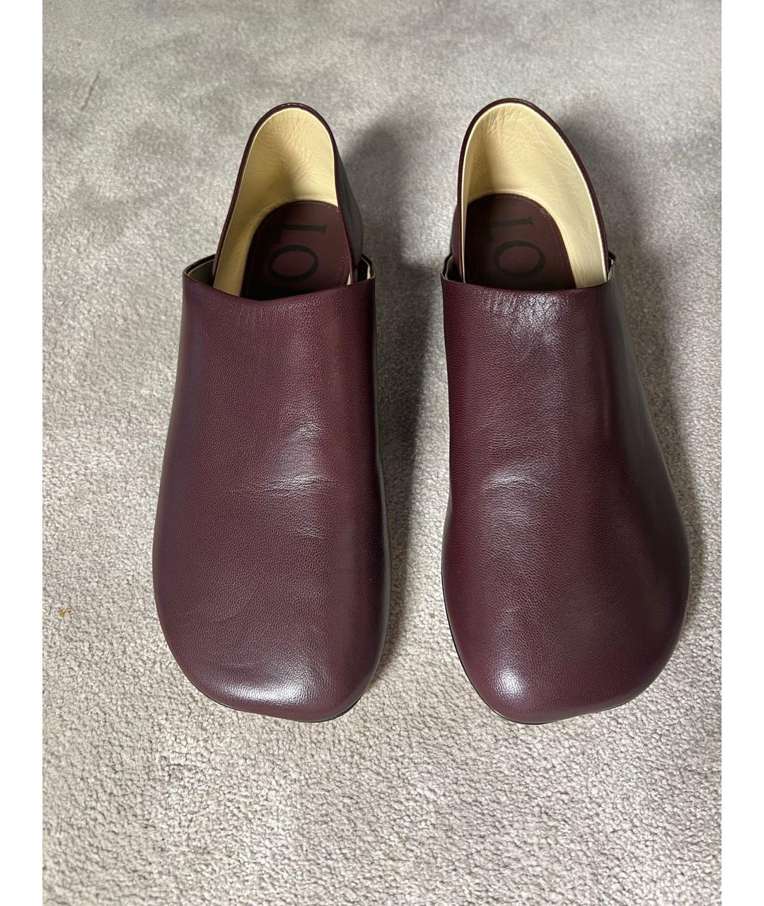 LOEWE Бордовые кожаные мюли, фото 2