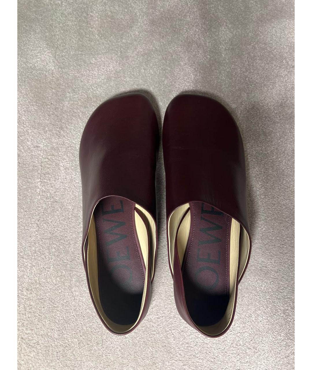 LOEWE Бордовые кожаные мюли, фото 3