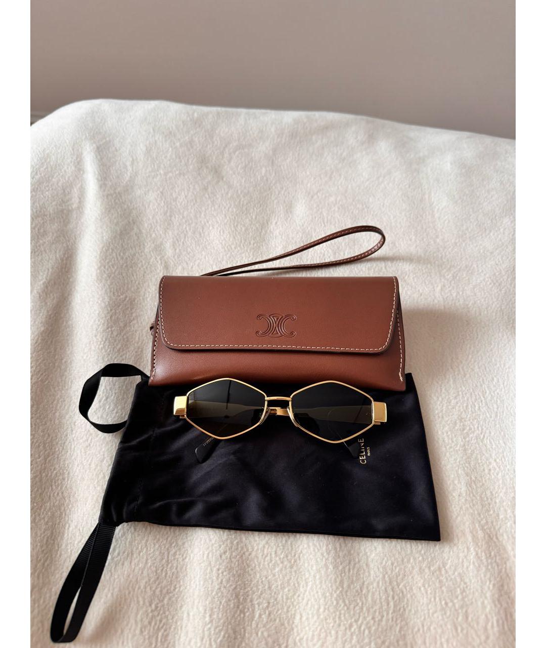 CELINE Золотые металлические солнцезащитные очки, фото 4
