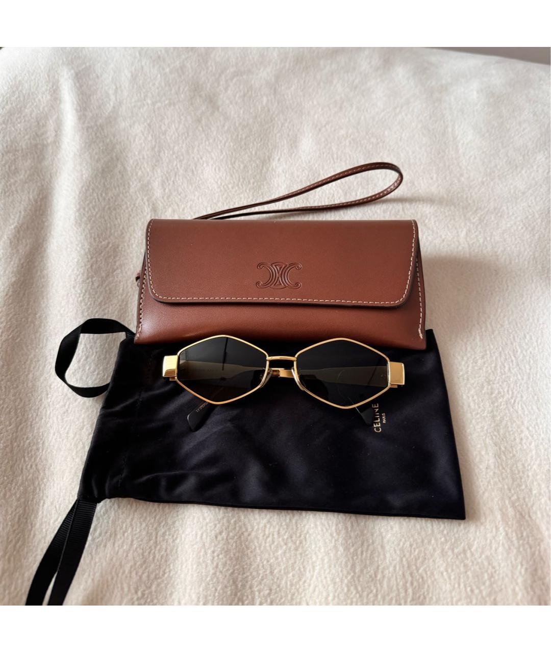 CELINE Золотые металлические солнцезащитные очки, фото 2
