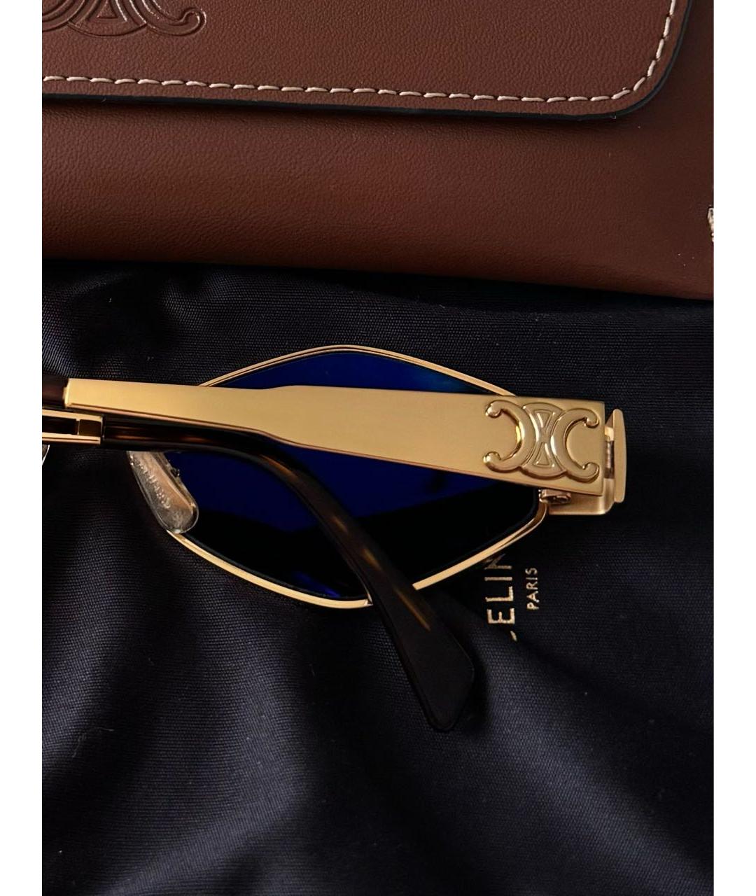 CELINE Золотые металлические солнцезащитные очки, фото 3