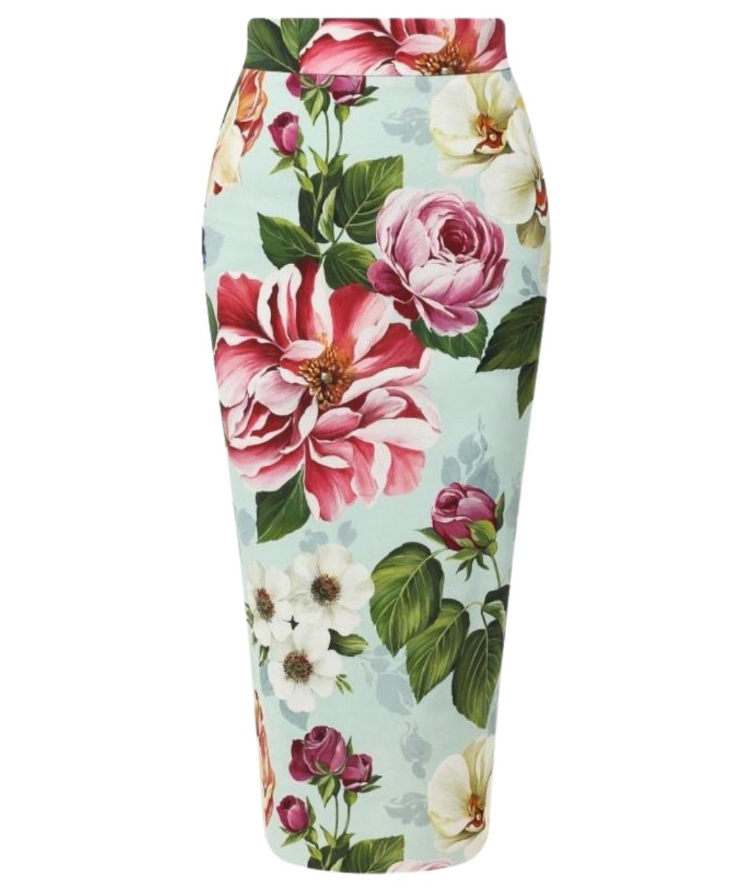 DOLCE&GABBANA Голубая вискозная юбка миди, фото 1