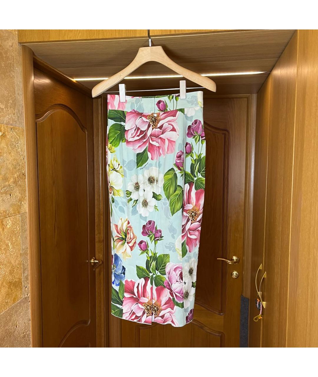 DOLCE&GABBANA Голубая вискозная юбка миди, фото 2