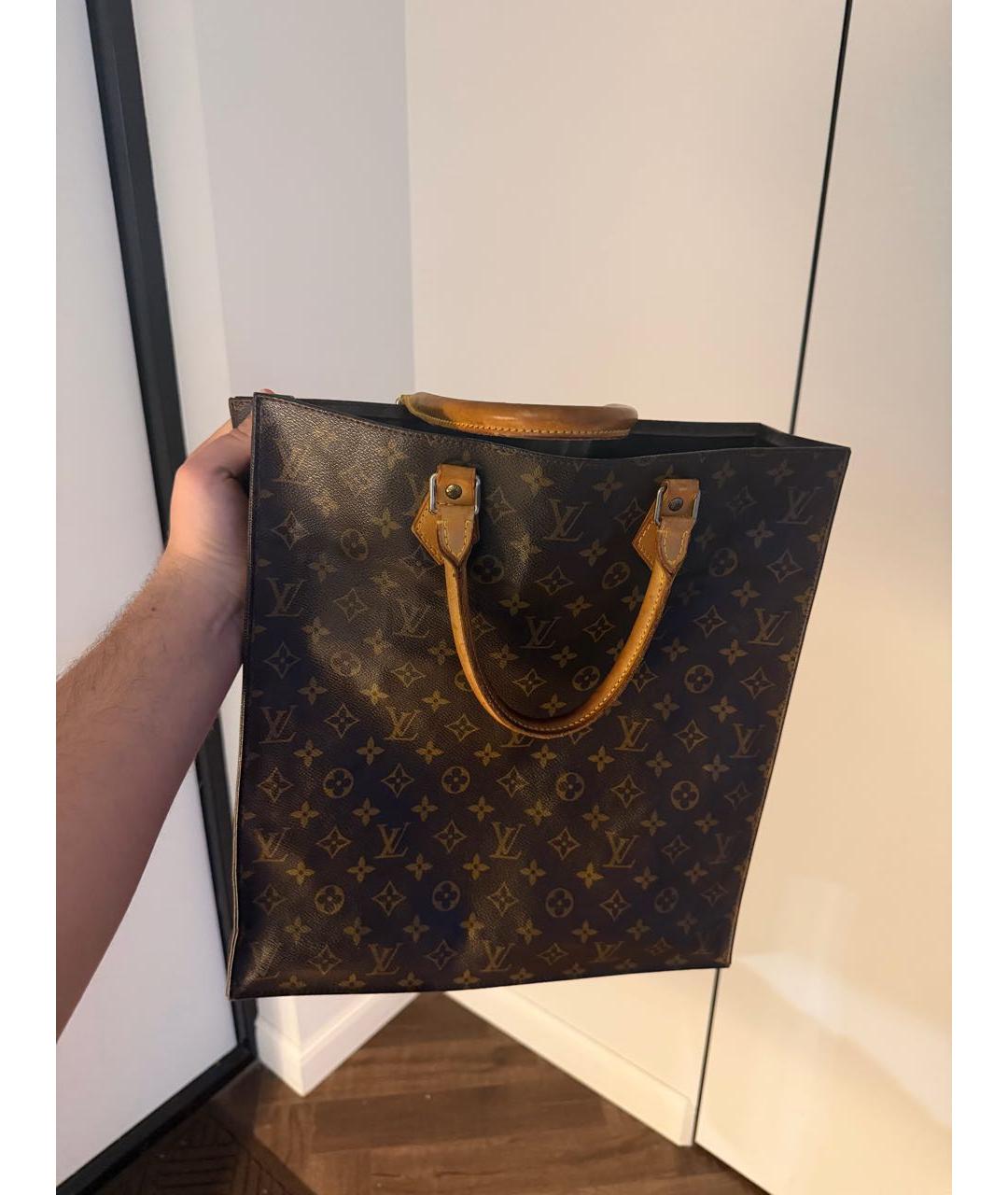 LOUIS VUITTON Коричневая кожаная сумка с короткими ручками, фото 5
