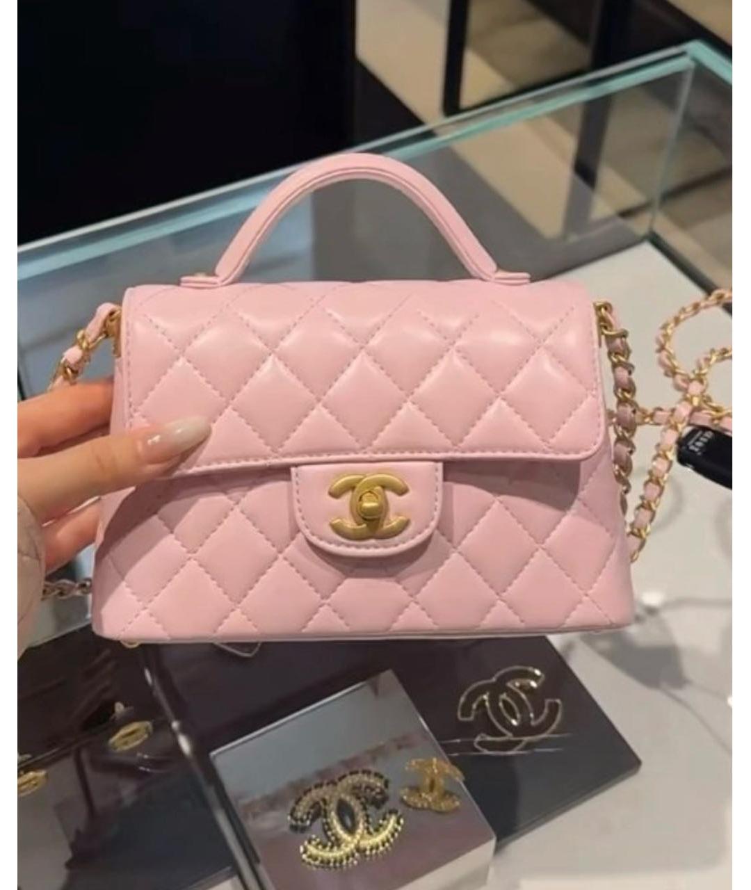 CHANEL Розовая кожаная сумка через плечо, фото 4