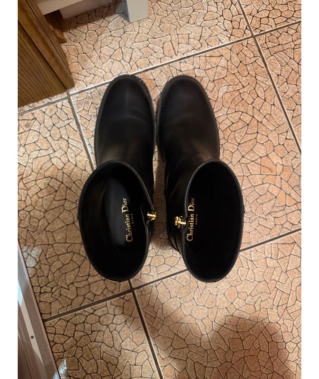 CHRISTIAN DIOR Черные кожаные полусапоги, фото 3