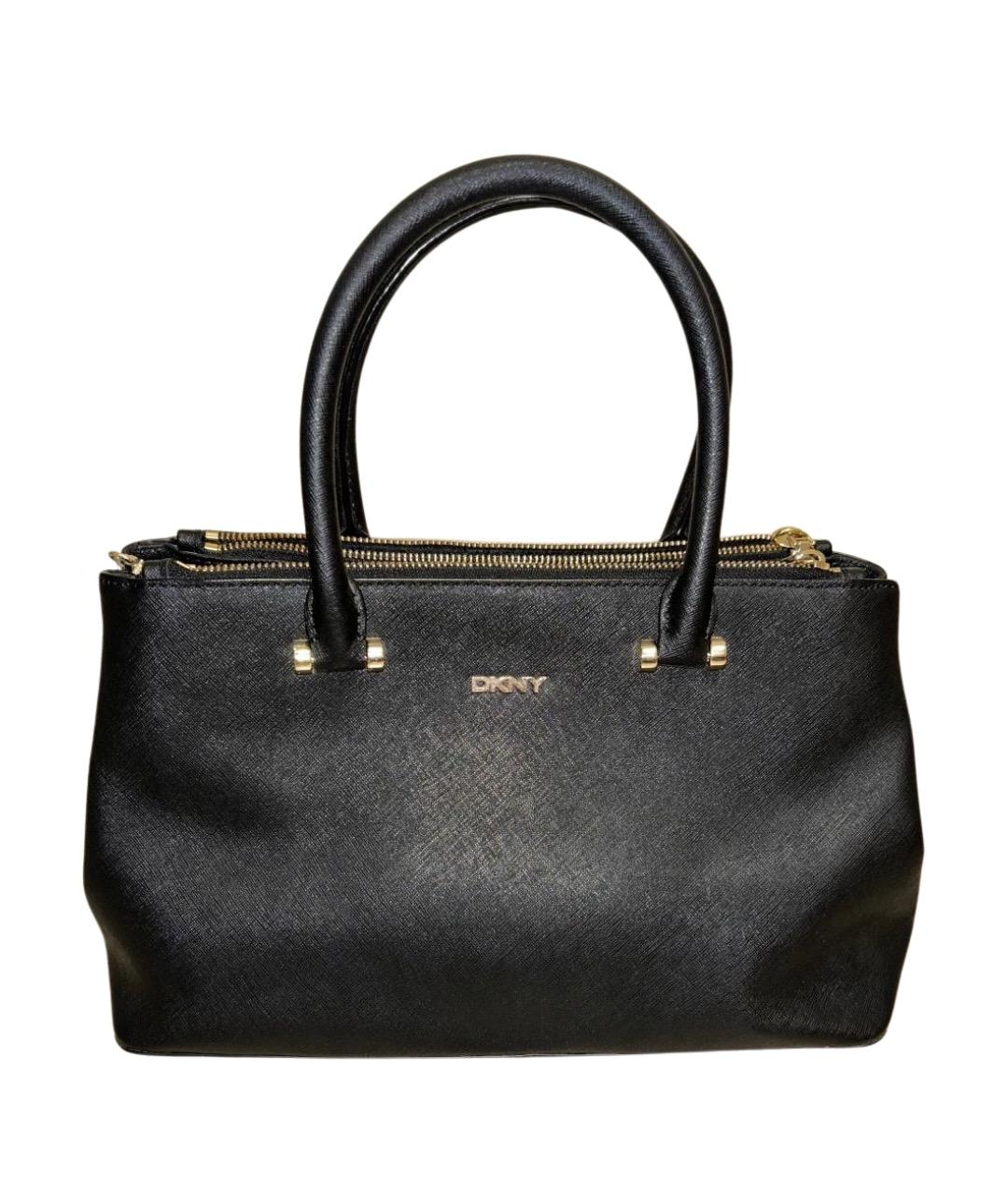 DKNY Черная кожаная сумка с короткими ручками, фото 1