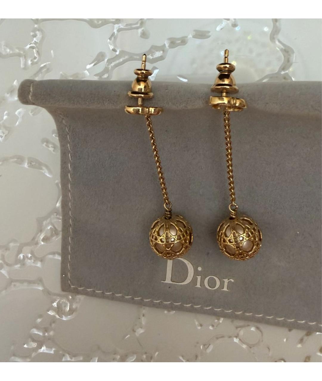 CHRISTIAN DIOR Золотые металлические серьги, фото 3