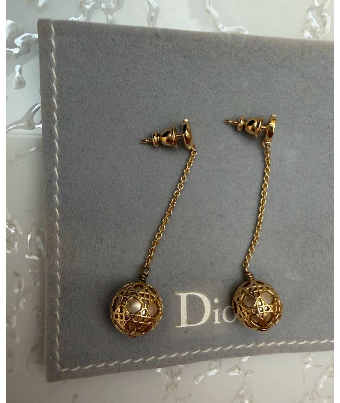 CHRISTIAN DIOR Золотые металлические серьги, фото 4