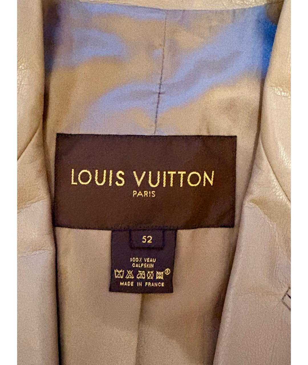 LOUIS VUITTON Бежевый кожаный пиджак, фото 5