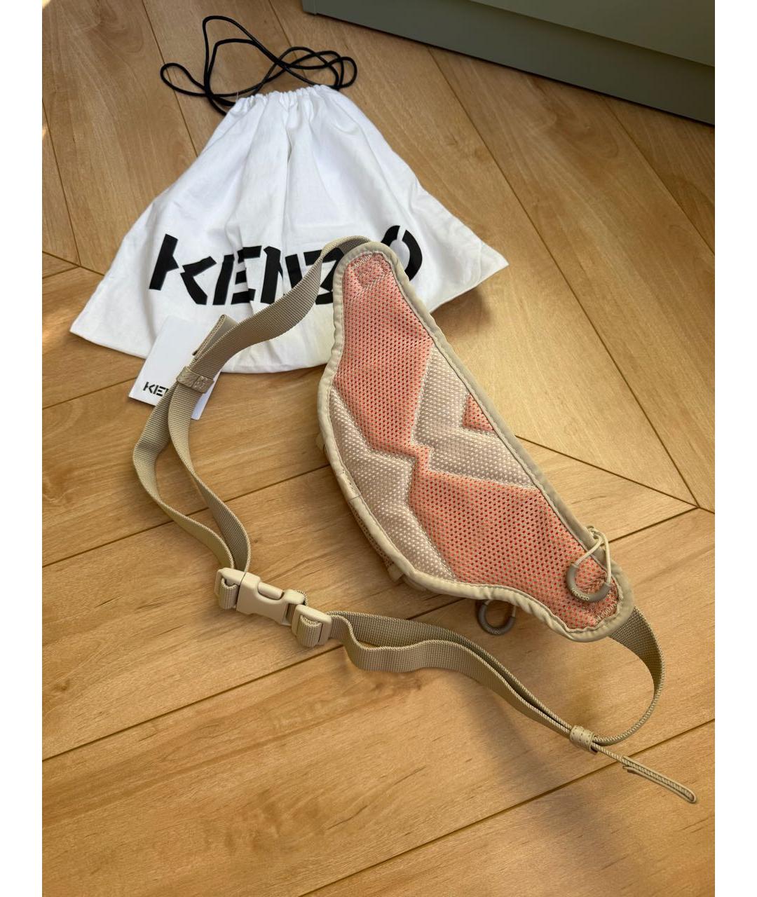 KENZO Бежевая хлопковая поясная сумка, фото 3