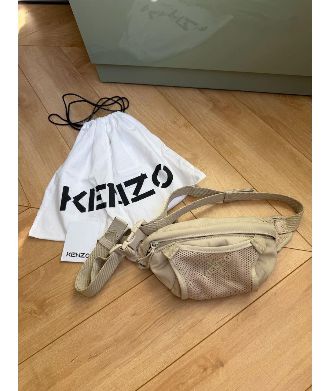 KENZO Бежевая хлопковая поясная сумка, фото 6