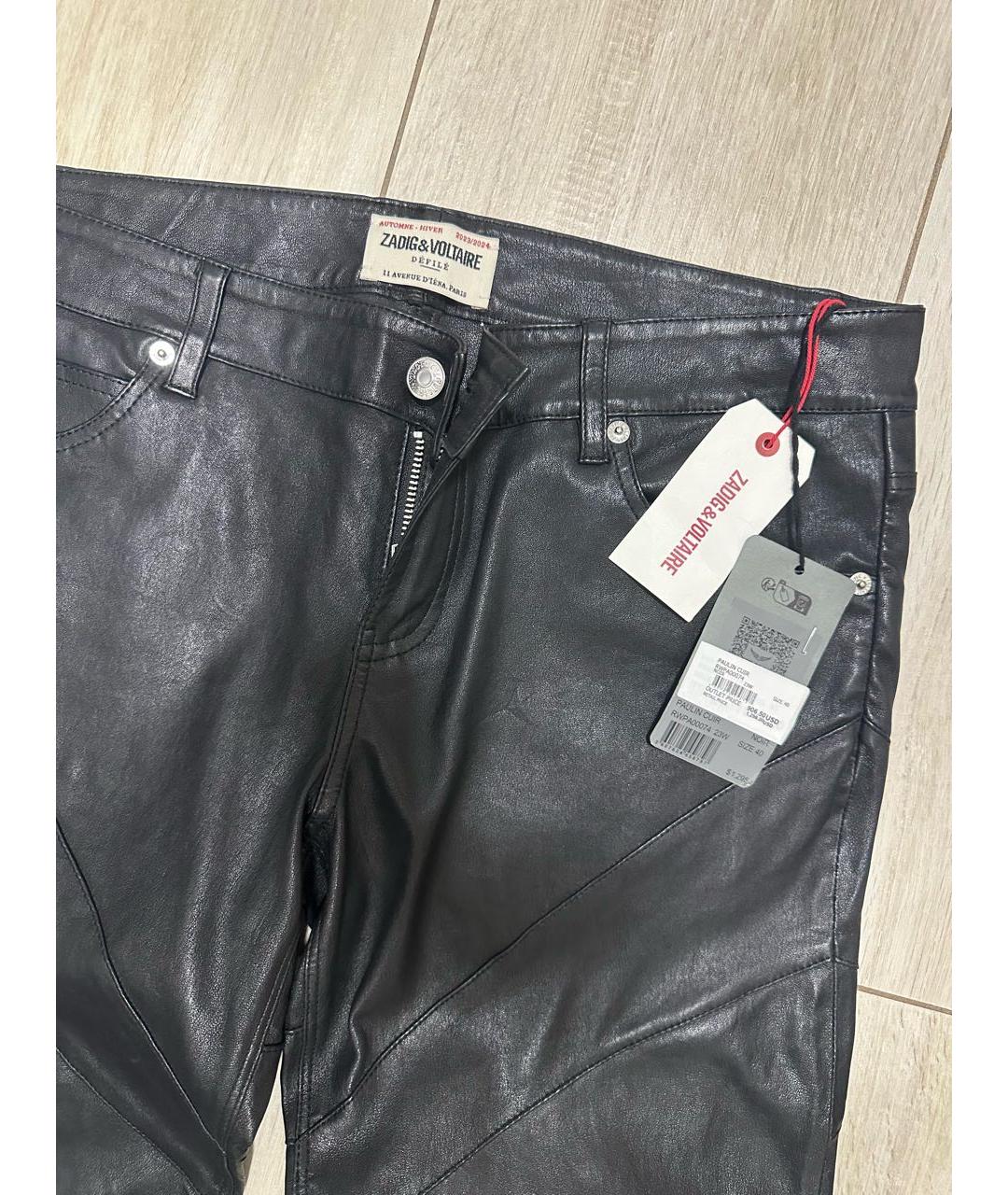 ZADIG & VOLTAIRE Черные кожаные брюки широкие, фото 6