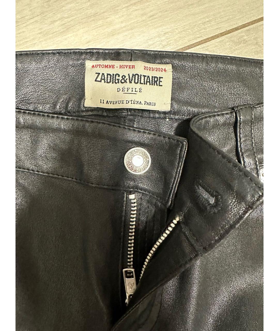 ZADIG & VOLTAIRE Черные кожаные брюки широкие, фото 3