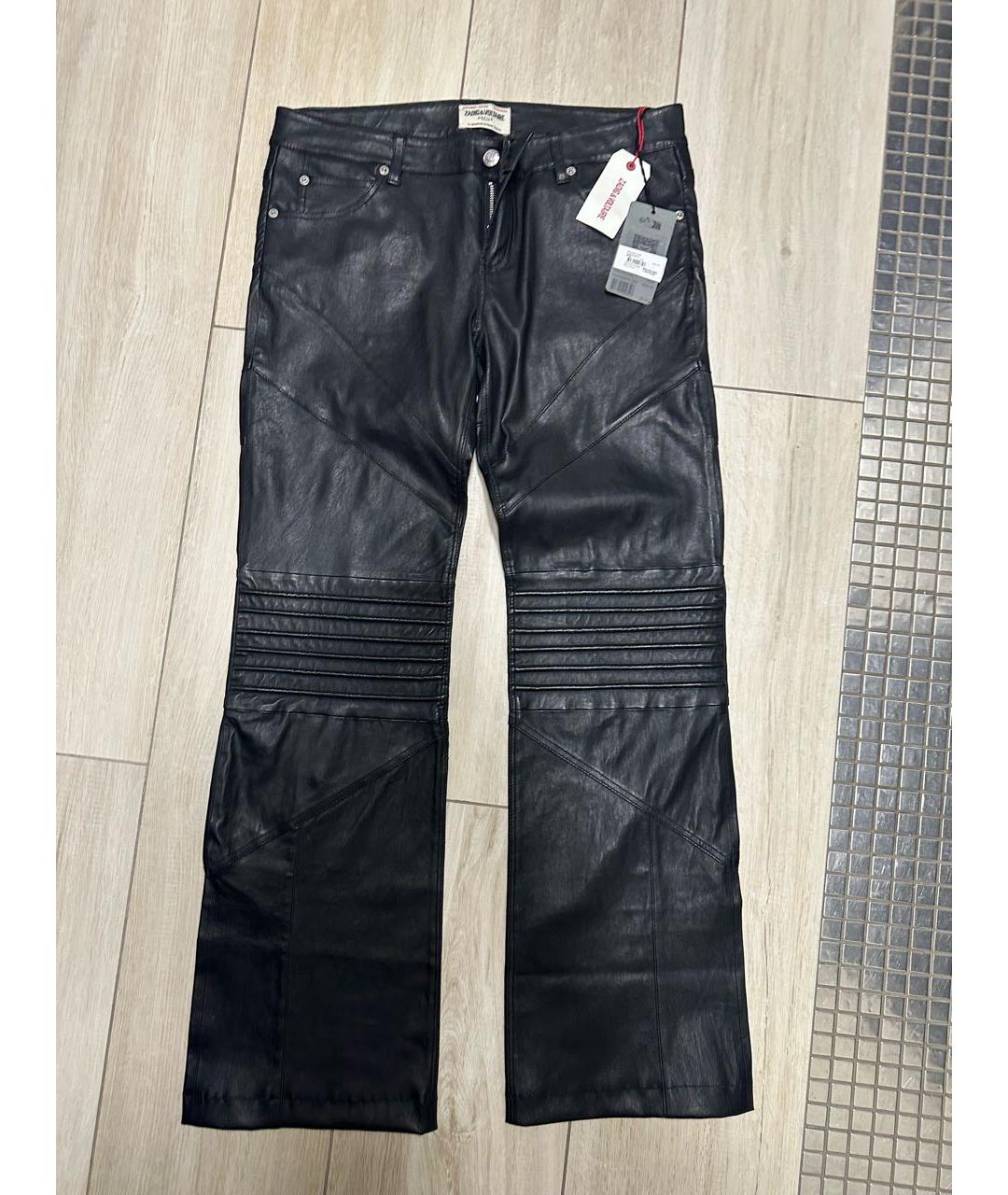 ZADIG & VOLTAIRE Черные кожаные брюки широкие, фото 7