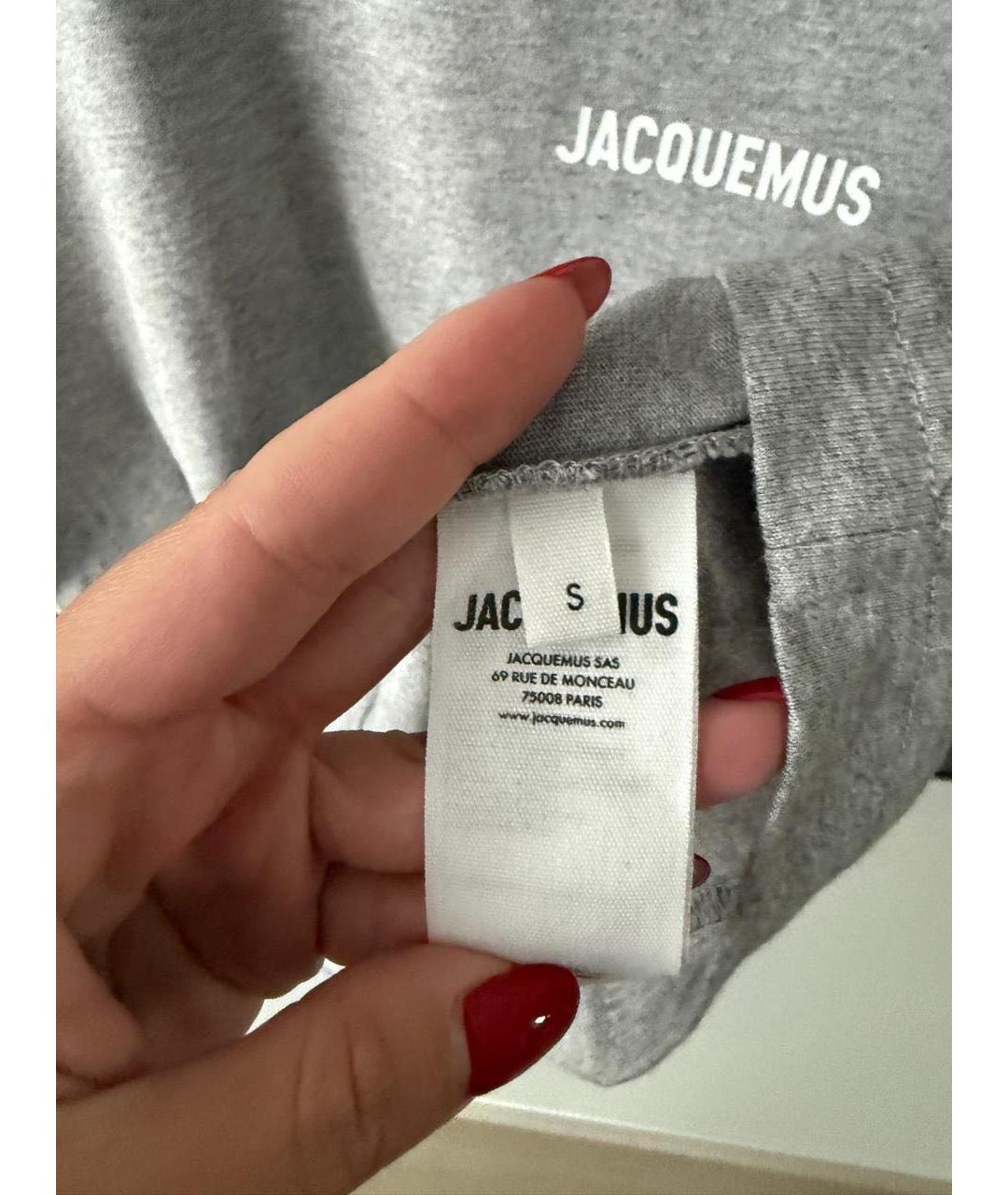 JACQUEMUS Серая хлопковая футболка, фото 3