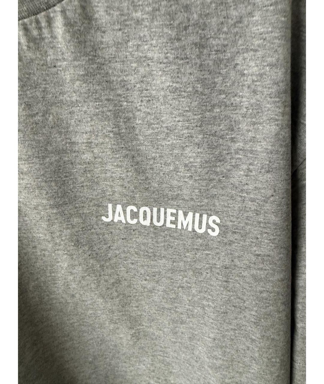 JACQUEMUS Серая хлопковая футболка, фото 4