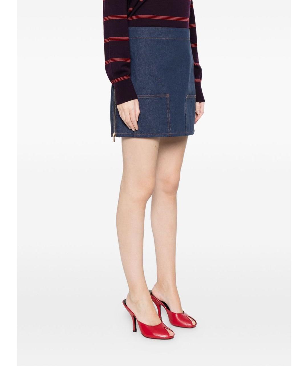 FENDI Темно-синяя хлопковая юбка мини, фото 5