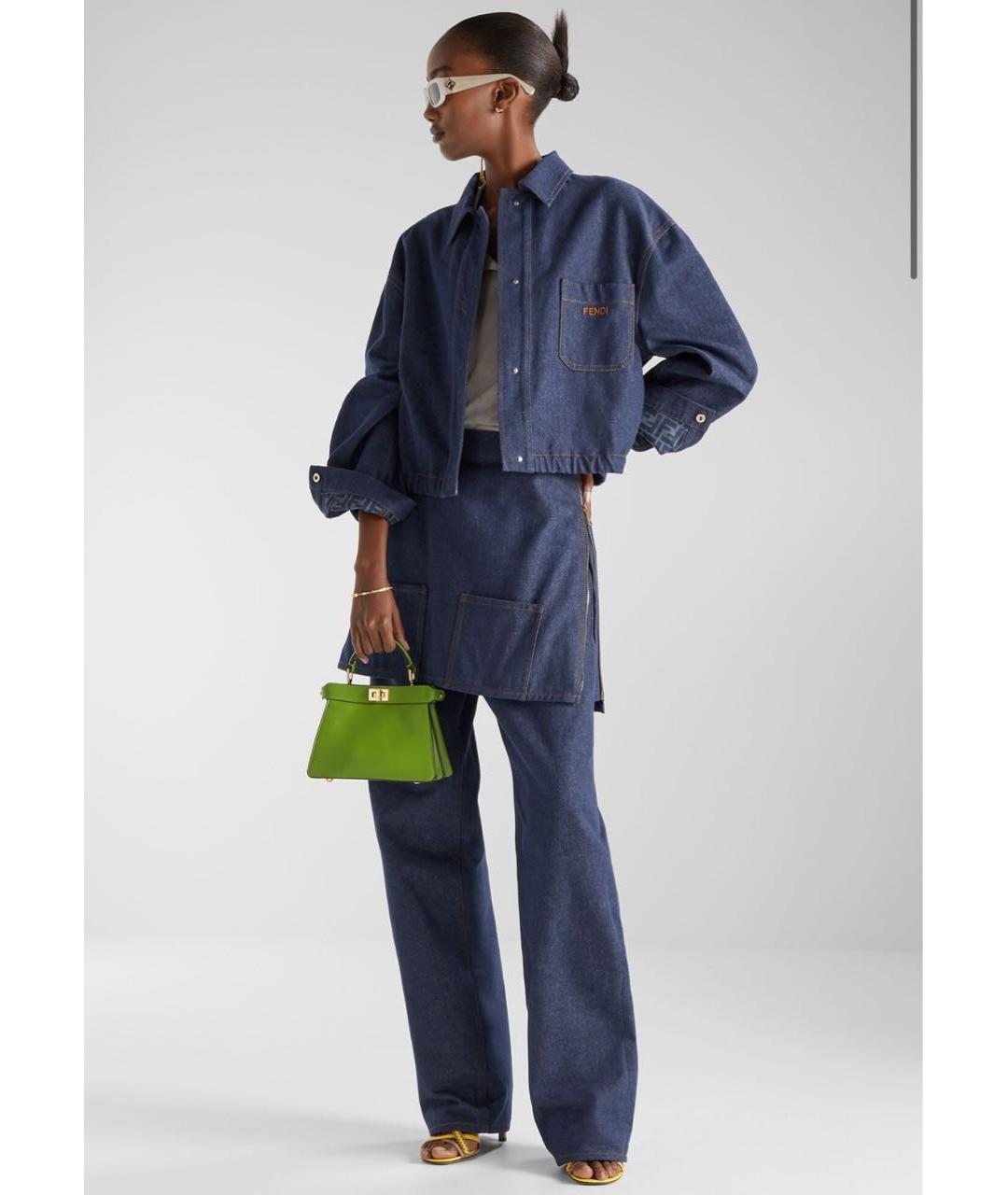 FENDI Темно-синяя хлопковая юбка мини, фото 2