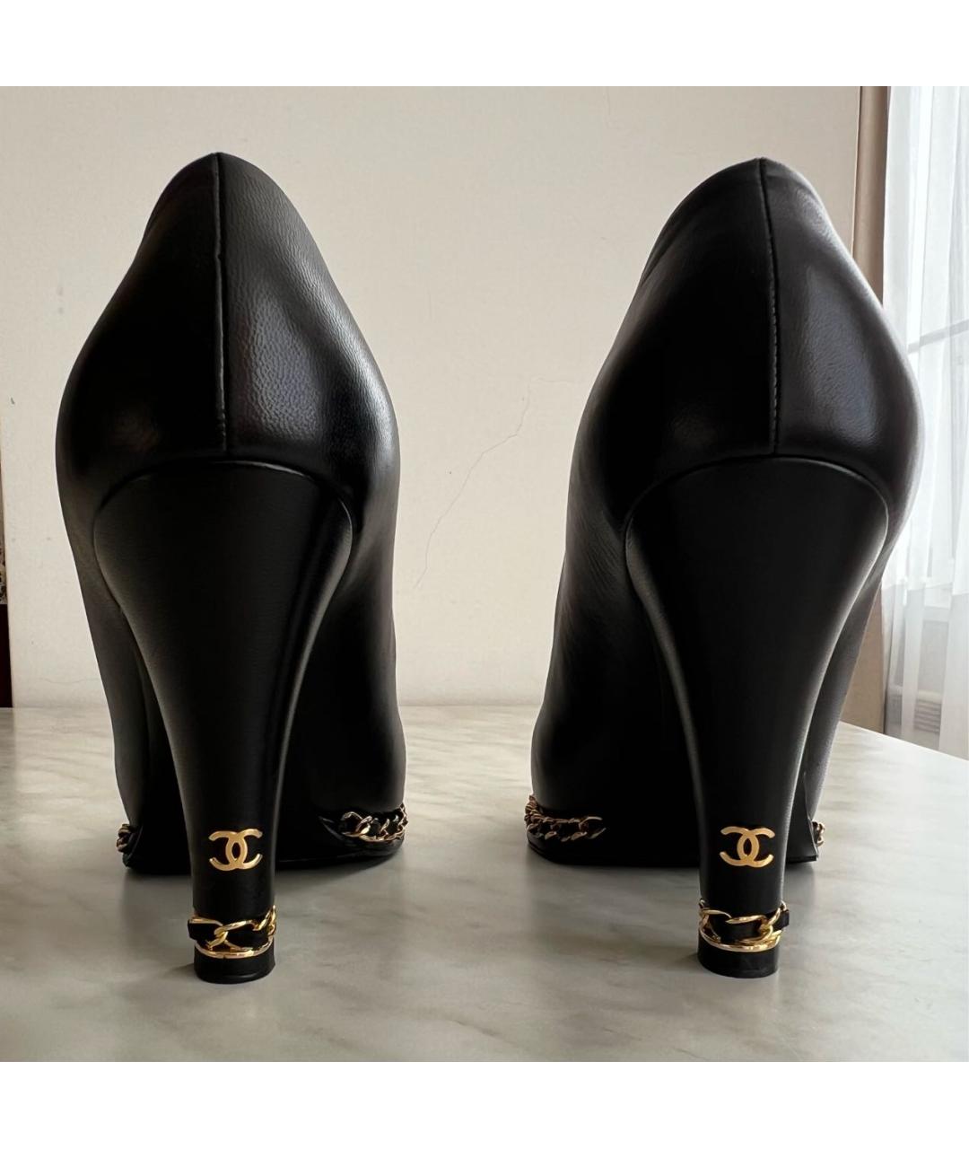CHANEL Черные кожаные туфли, фото 4