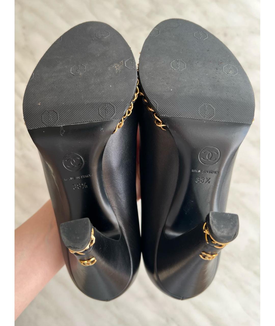 CHANEL Черные кожаные туфли, фото 6