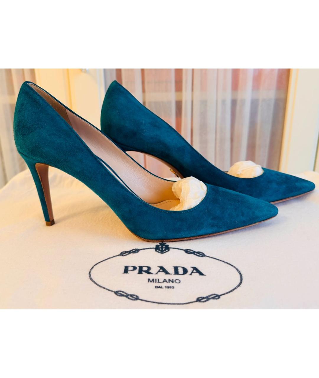 PRADA Бирюзовые замшевые туфли, фото 2
