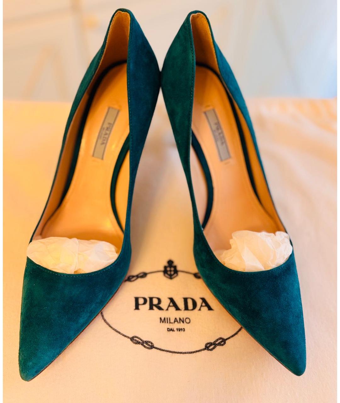 PRADA Бирюзовые замшевые туфли, фото 4