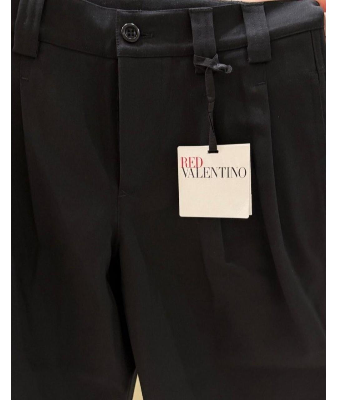 RED VALENTINO Черные полиэстеровые прямые брюки, фото 5