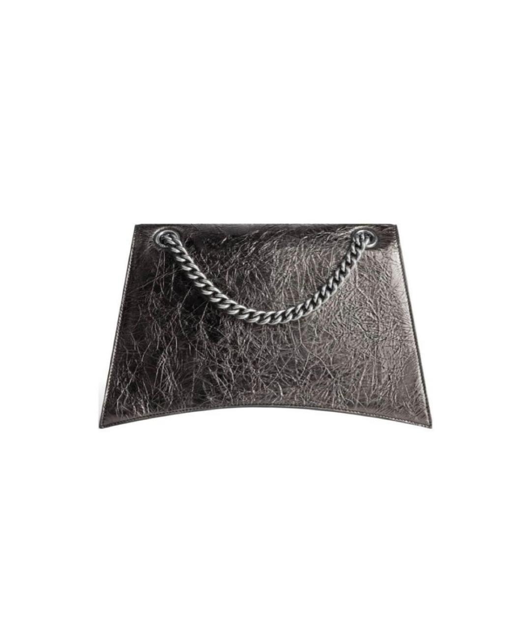 BALENCIAGA Серебряная кожаная сумка с короткими ручками, фото 3