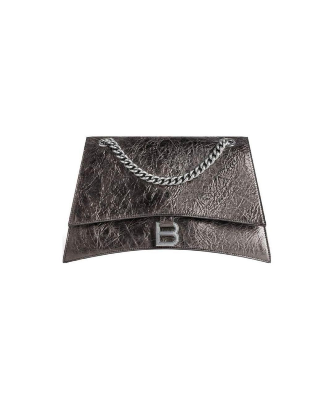 BALENCIAGA Серебряная кожаная сумка с короткими ручками, фото 4