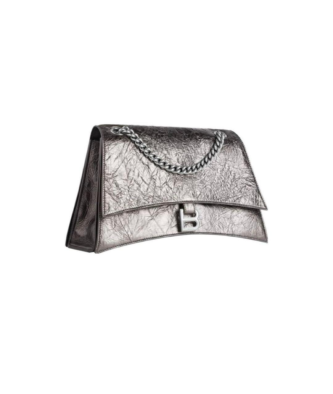 BALENCIAGA Серебряная кожаная сумка с короткими ручками, фото 2