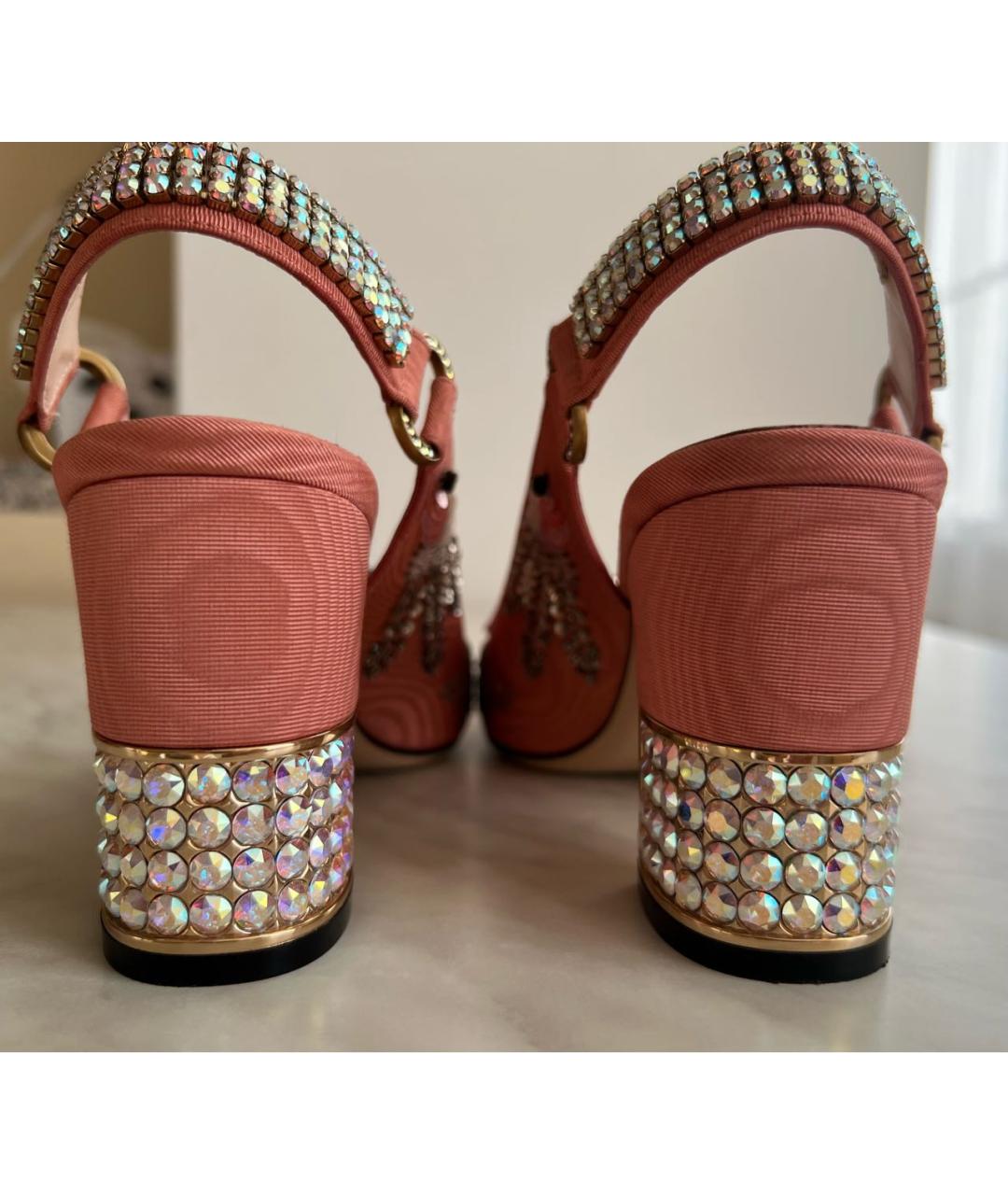 GUCCI Розовые текстильные туфли, фото 4