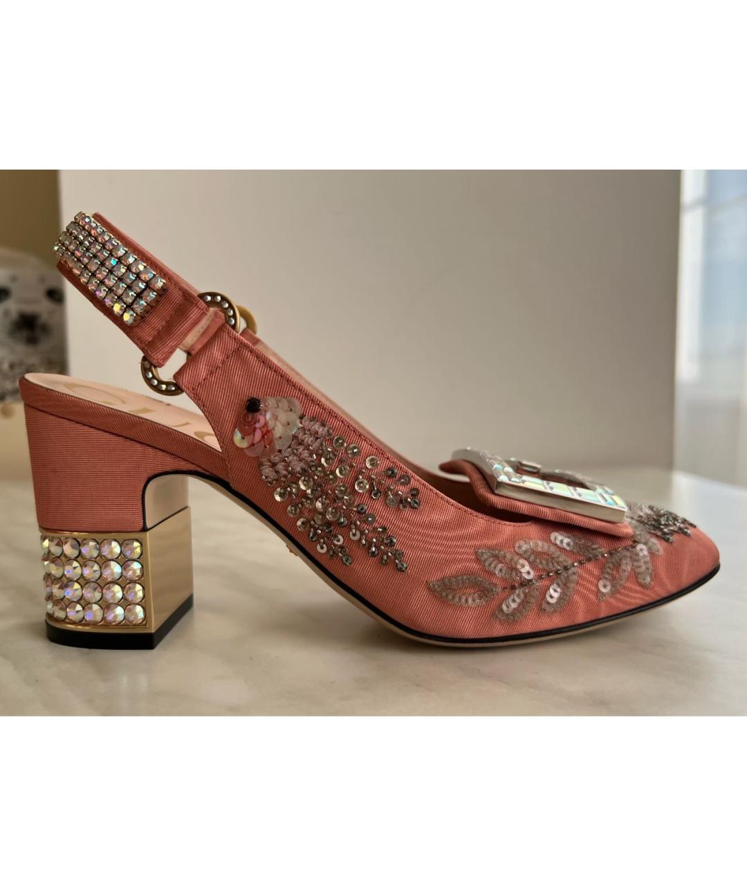 GUCCI Розовые текстильные туфли, фото 9