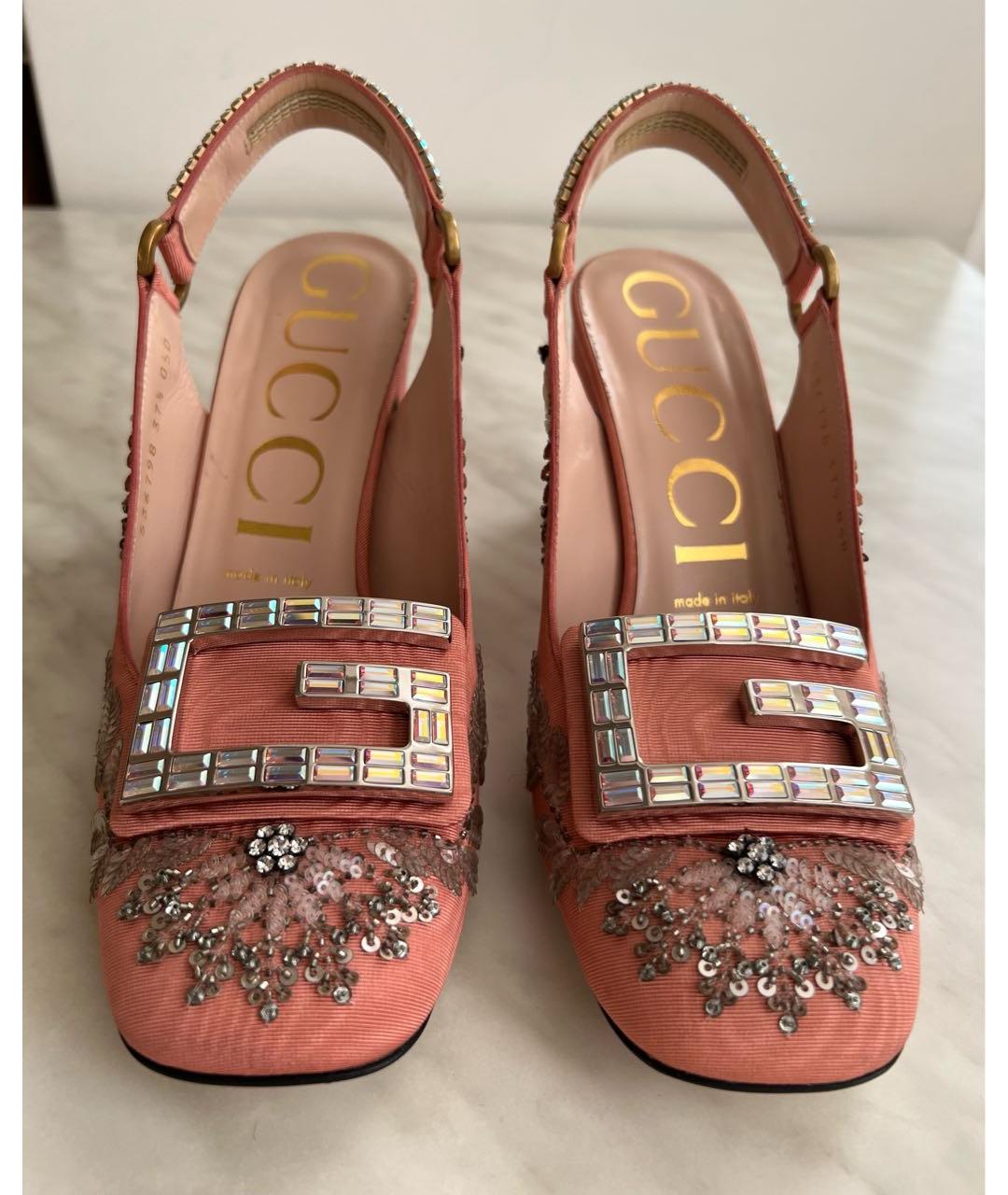GUCCI Розовые текстильные туфли, фото 2
