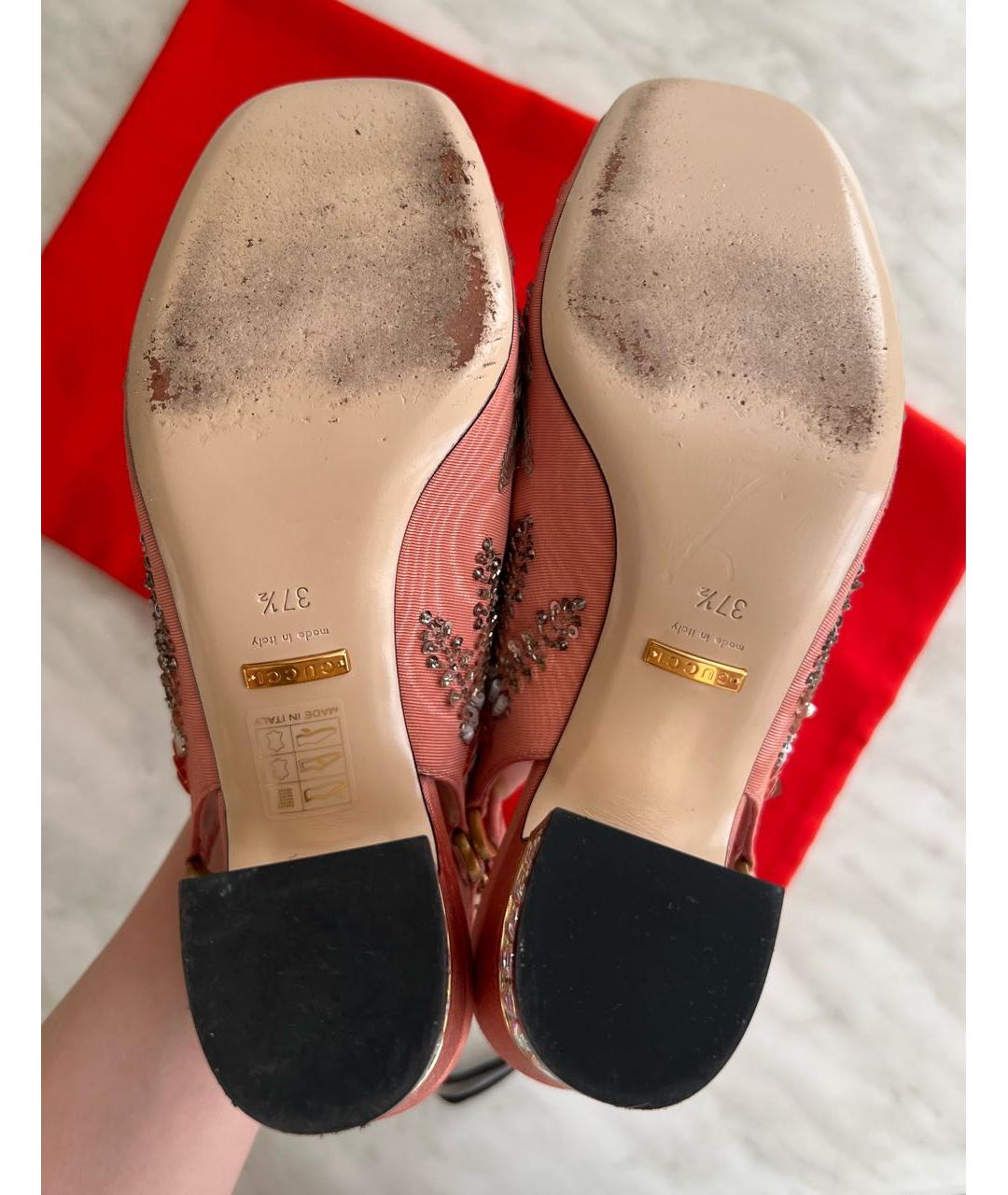 GUCCI Розовые текстильные туфли, фото 7