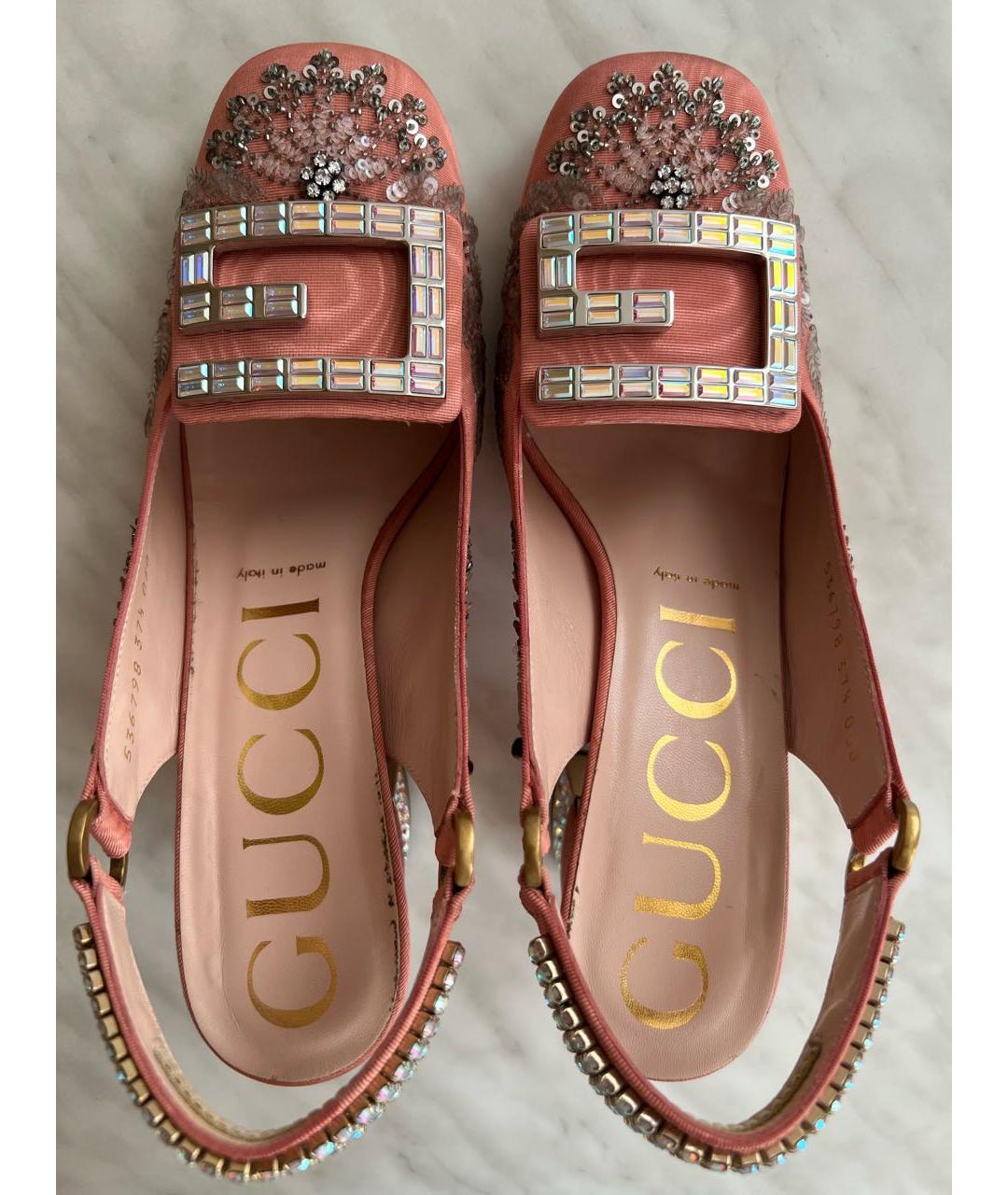 GUCCI Розовые текстильные туфли, фото 3