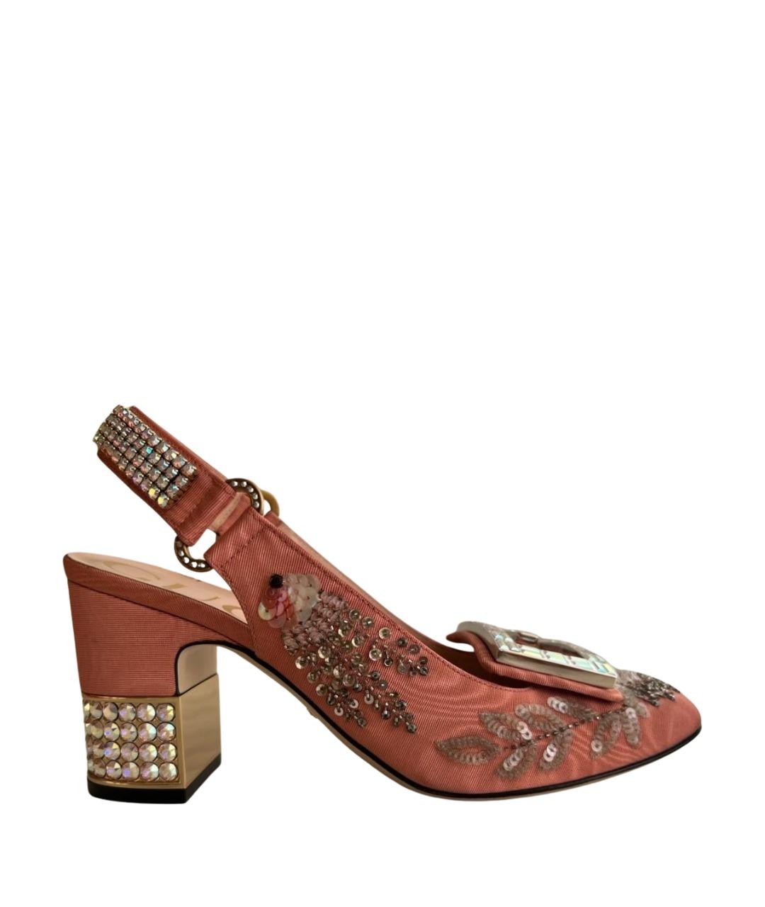 GUCCI Розовые текстильные туфли, фото 1