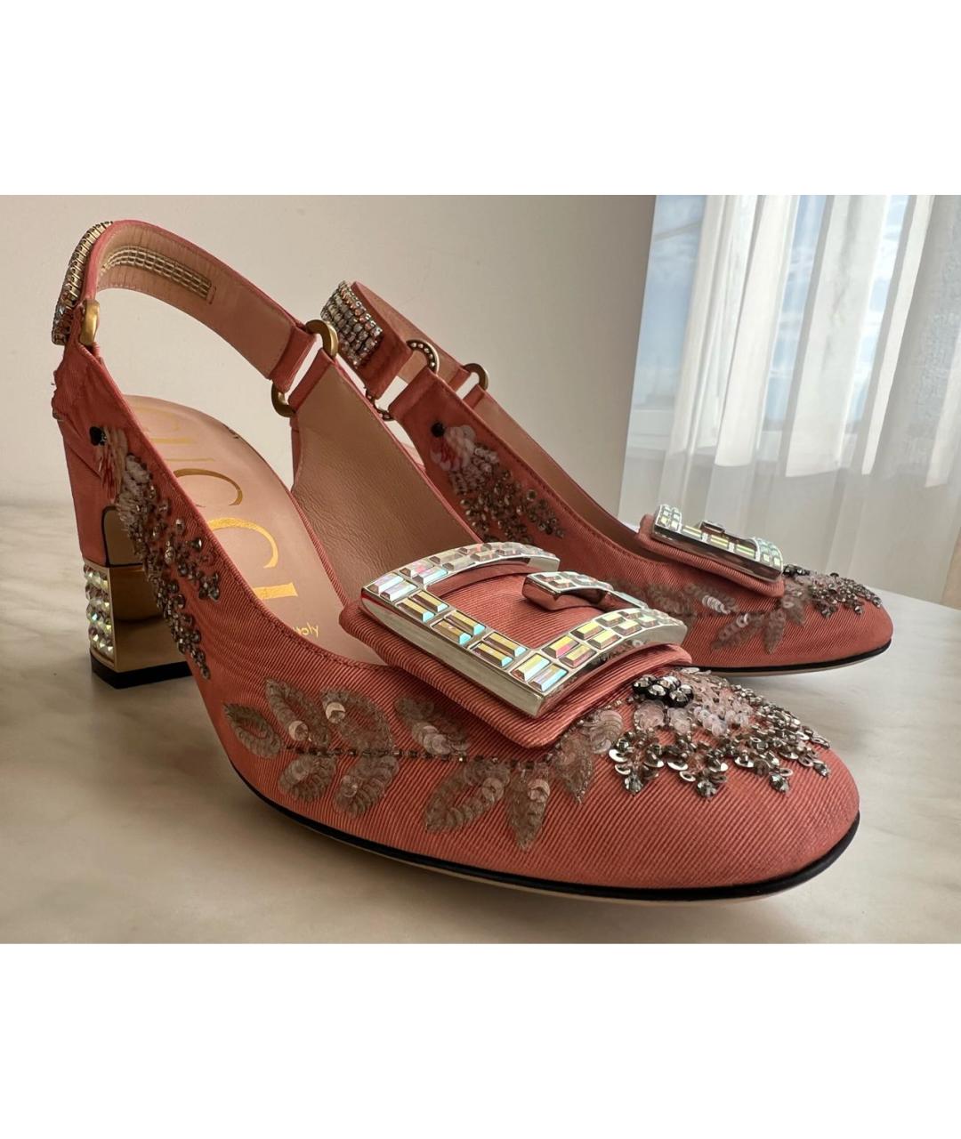 GUCCI Розовые текстильные туфли, фото 5