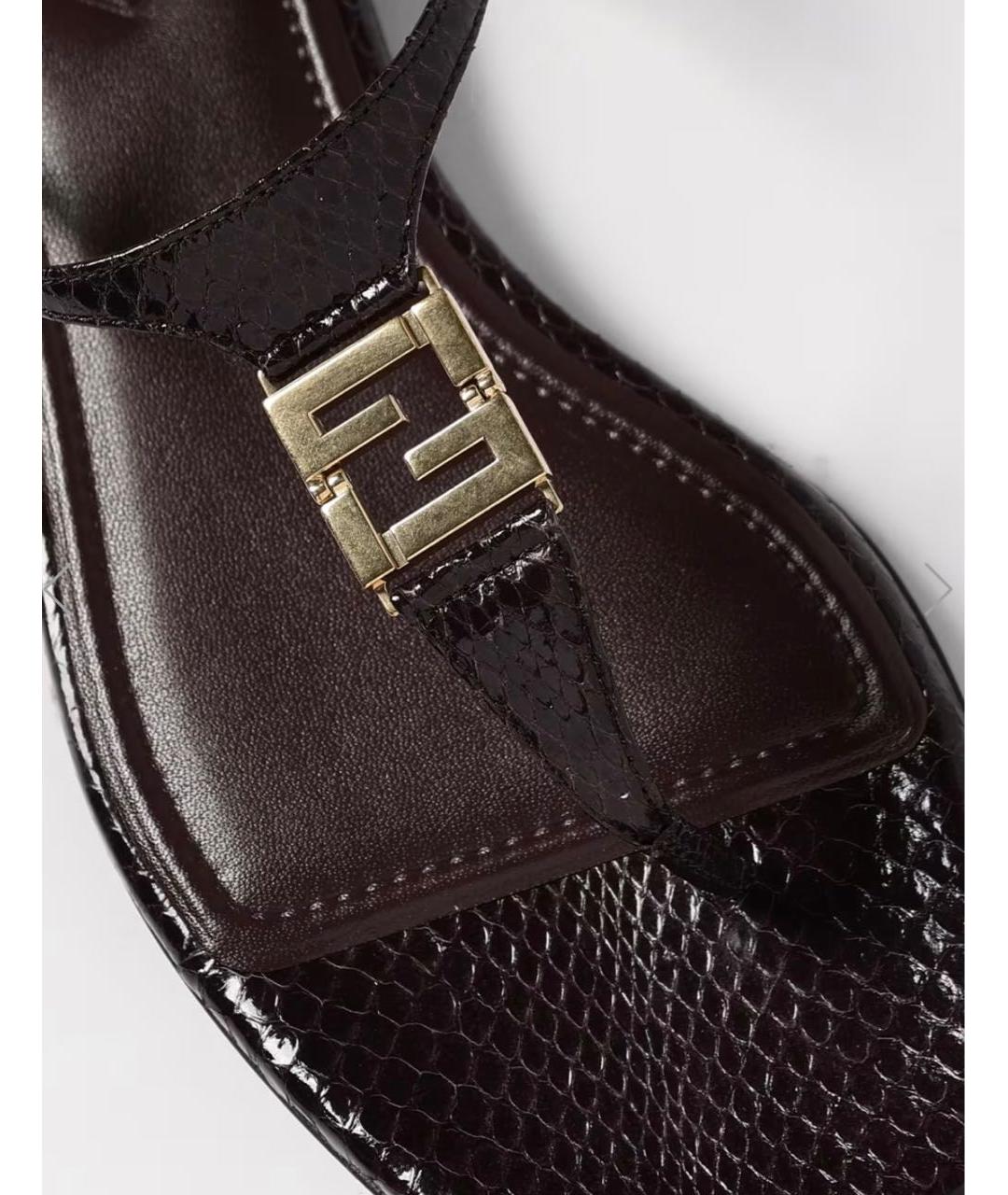 FENDI Бордовые кожаные босоножки, фото 7