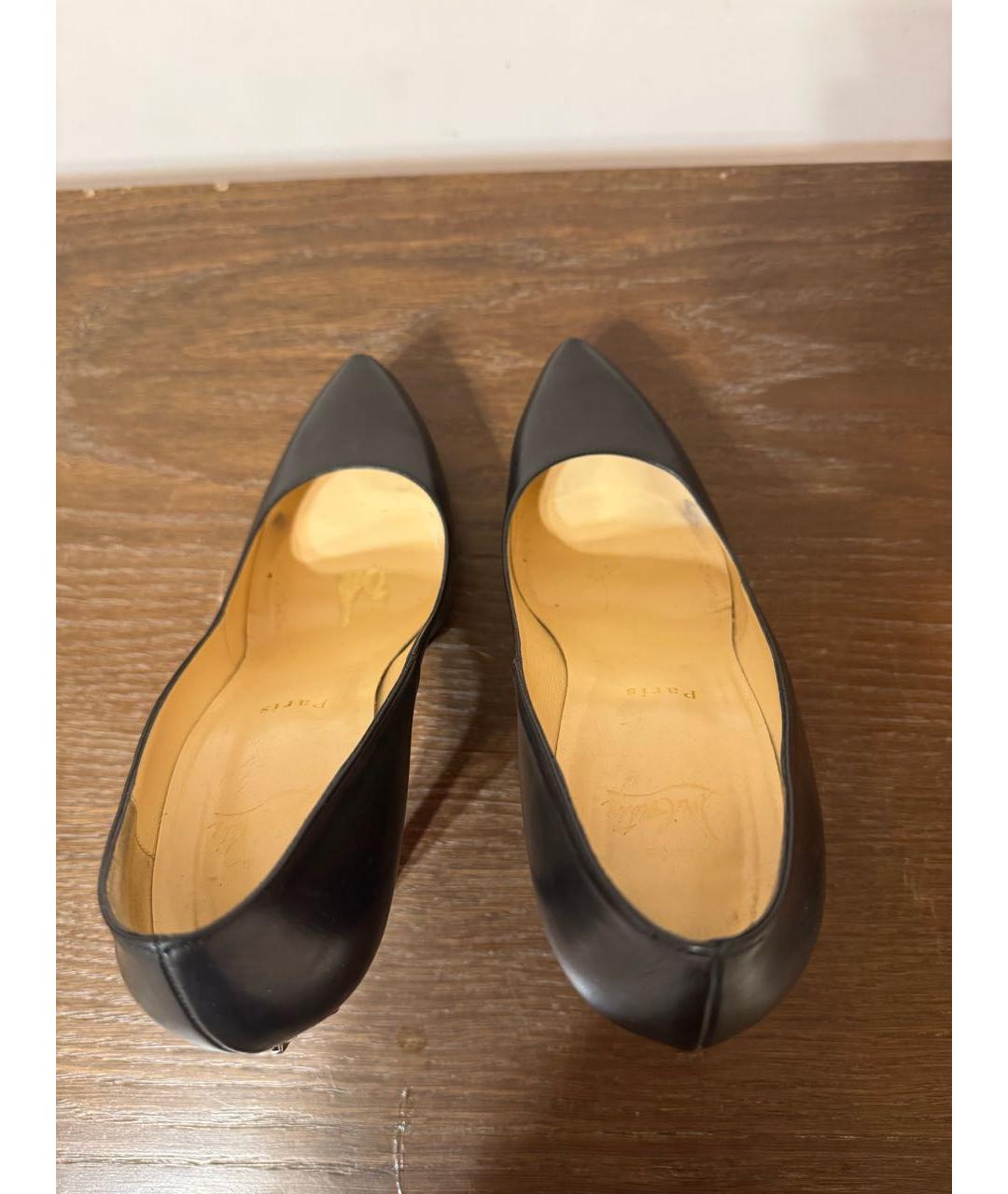 CHRISTIAN LOUBOUTIN Черные кожаные туфли, фото 3