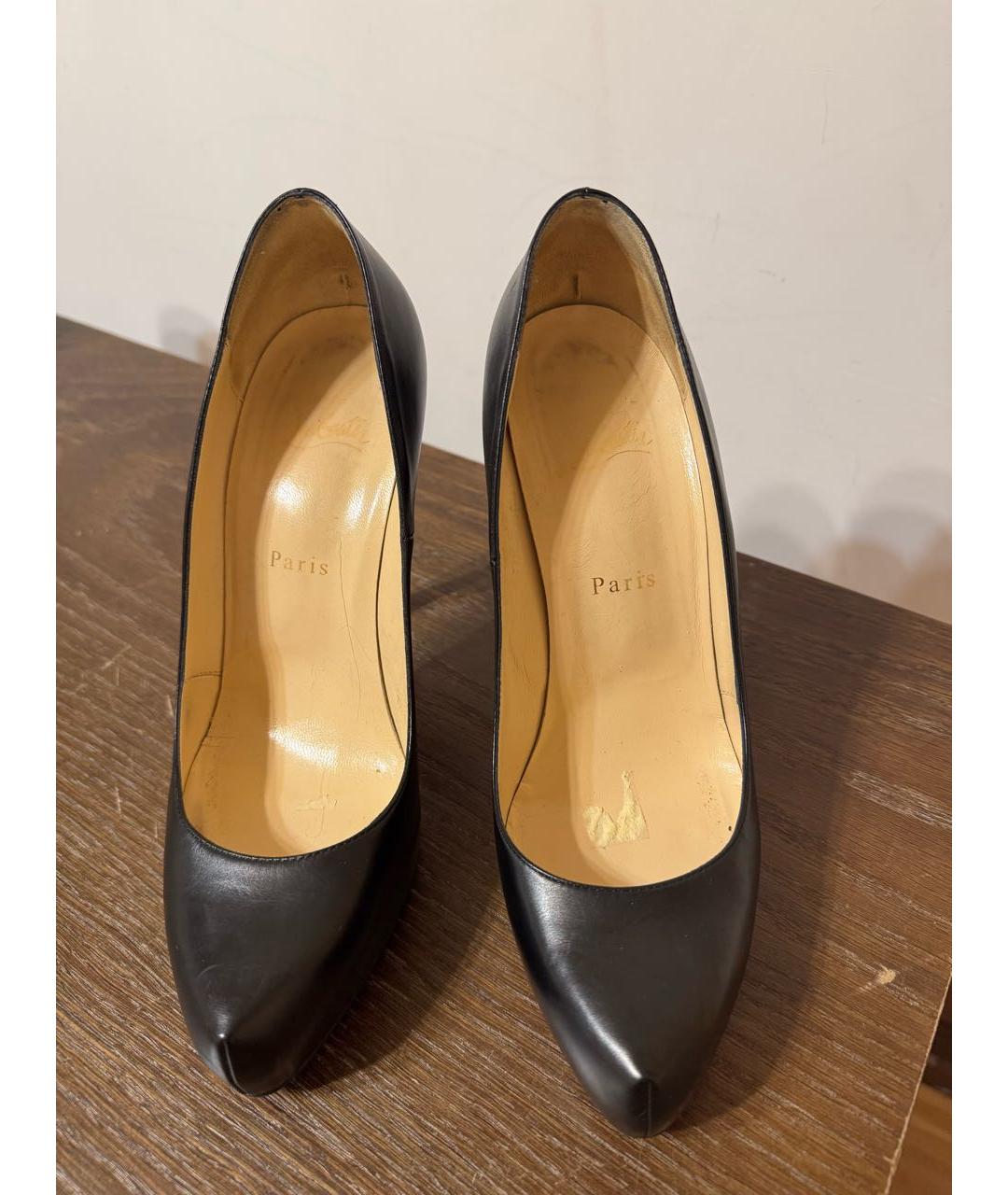 CHRISTIAN LOUBOUTIN Черные кожаные туфли, фото 2